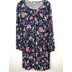 Old Navy Smocked Dress M Floral Cottagecore Floral Long Sleeve Peasant Ruffle